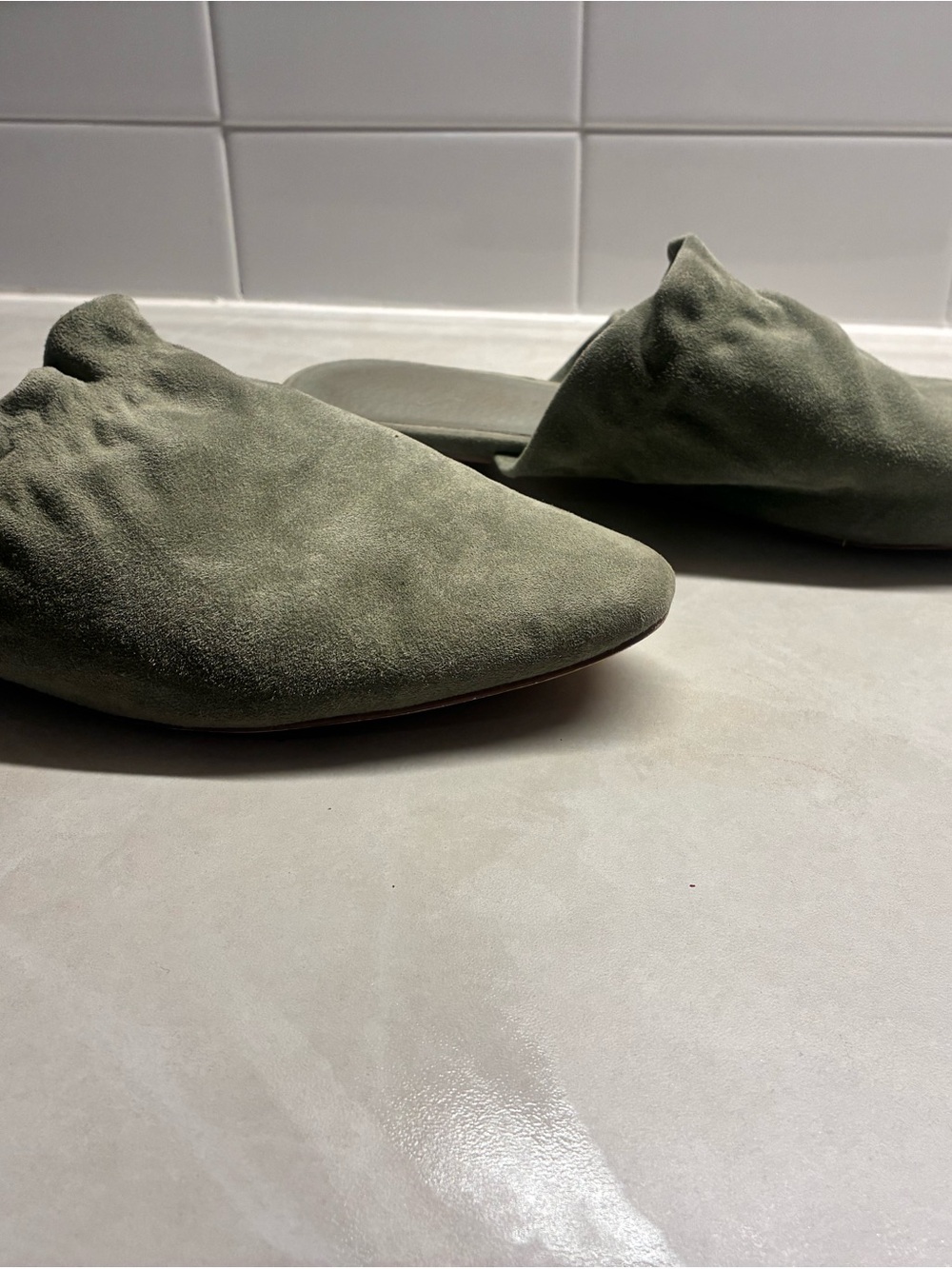 Matisse Olive Suede Pointed Slip-On Mules